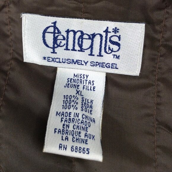 Elements for Spiegel 100% Silk Safari Cargo Vest Womens Size XL Brown Zip - Picture 7 of 7